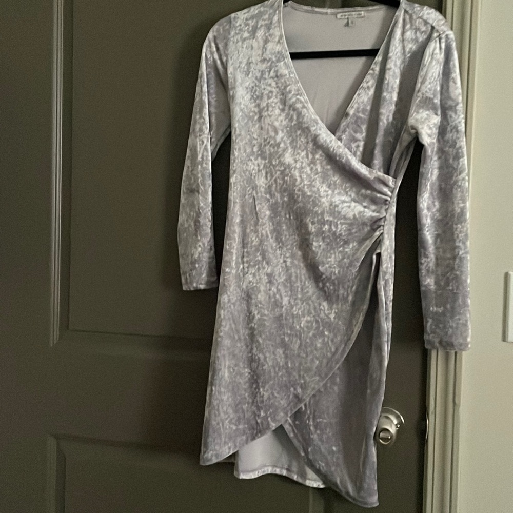 Women’s small crushed velvet silver dress